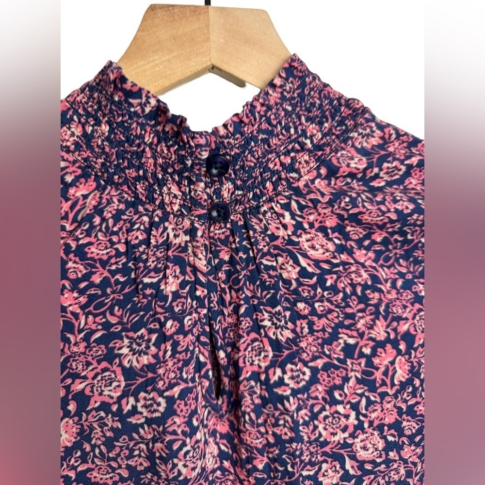 Susina Floral Mock Neck Tiered Prairie Dress‎ Sz XS NEW Tiered Boho Navy Pink - Picture 6 of 6